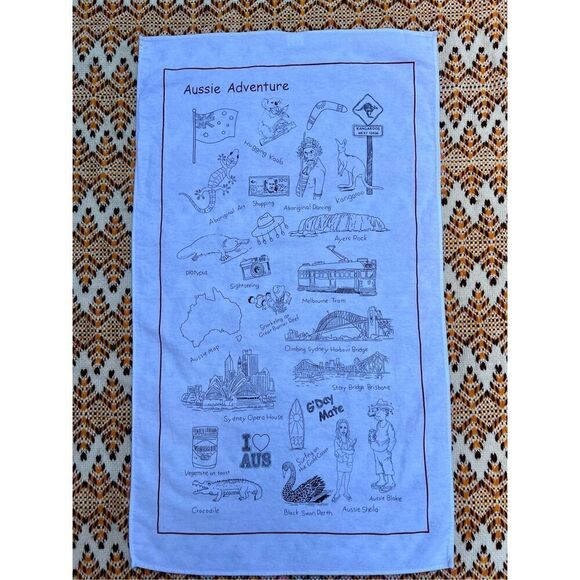 Aussie Australia Adventure Tea Towel - Picture 1 of 6